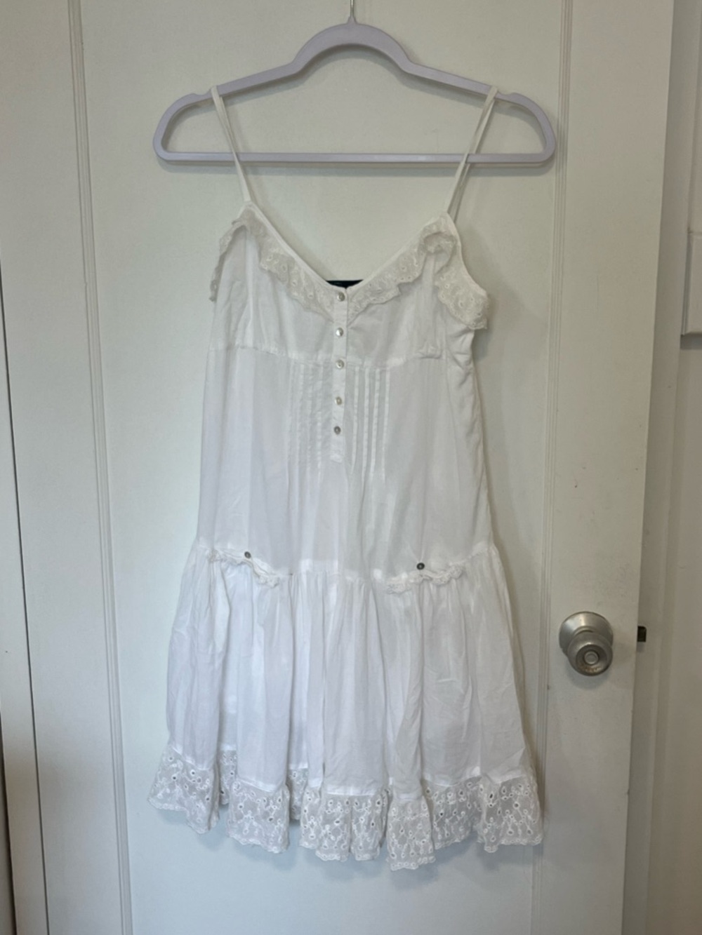 Zara White Eyelet Sundress with Spaghetti Straps